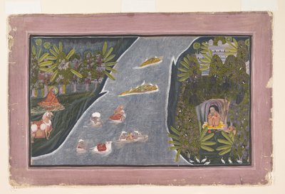 Chokha. Radha steekt een rivier over om een hindoe wijze te interviewen door Chokha